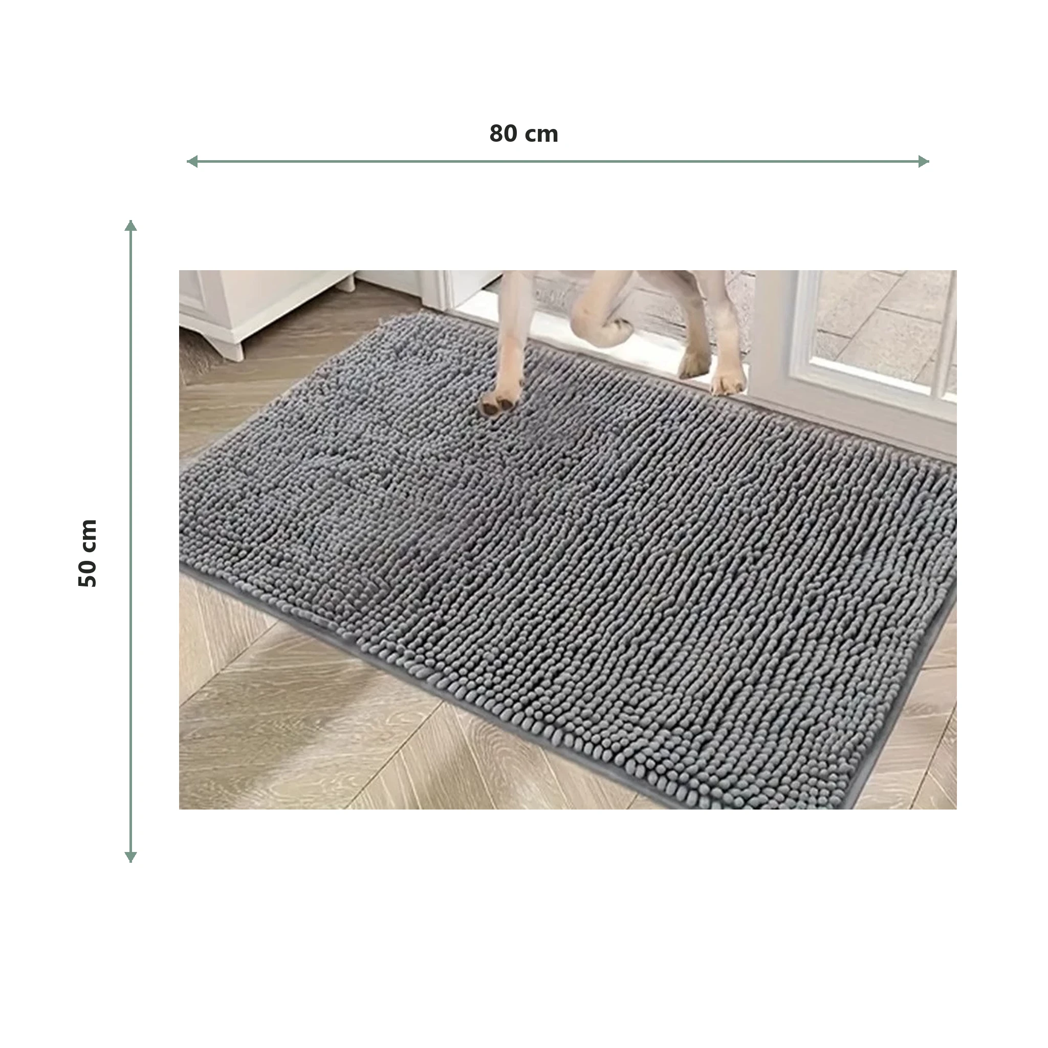 Deep Grey entryway mat with supplier-listed 50 by 80 cm dimensions