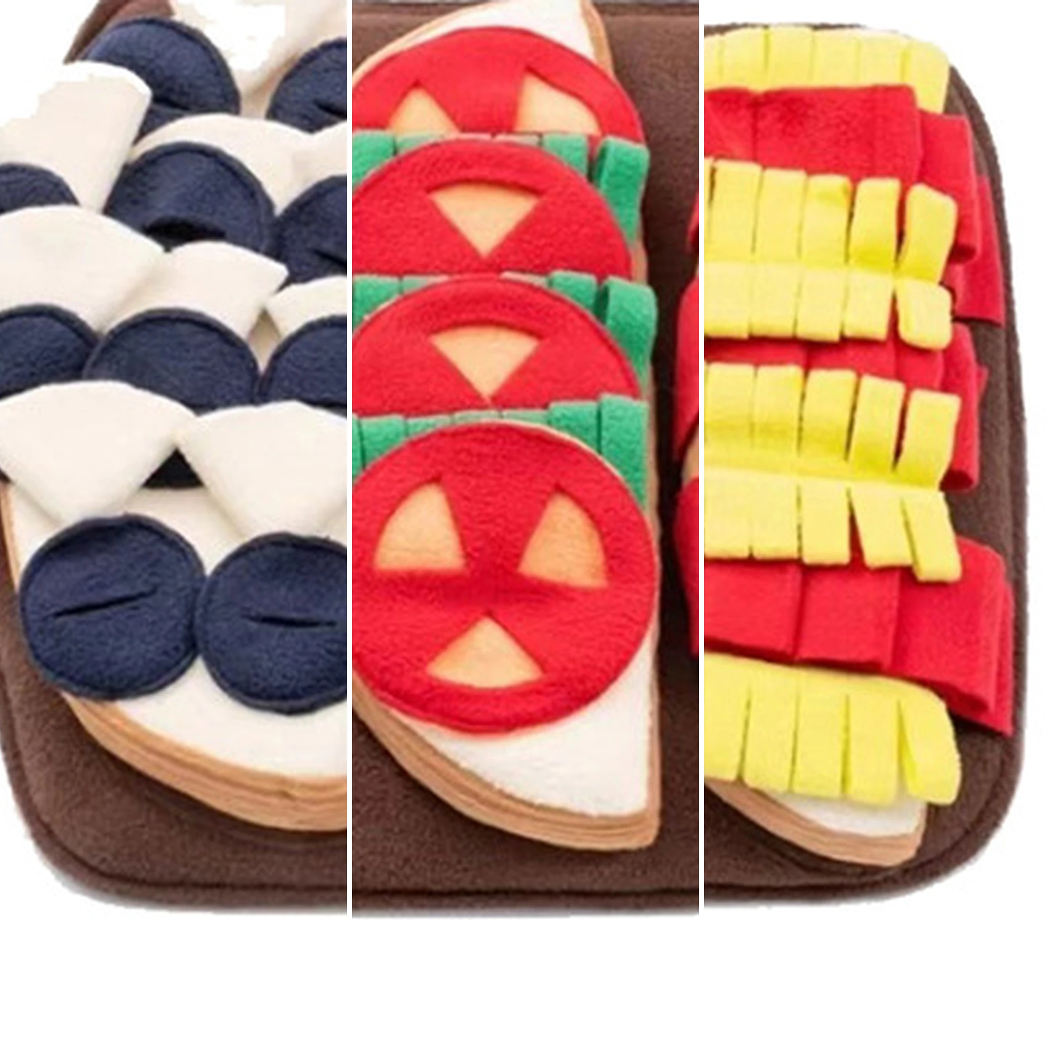 Close-up views of folded, layered and fringed fabric activity sections